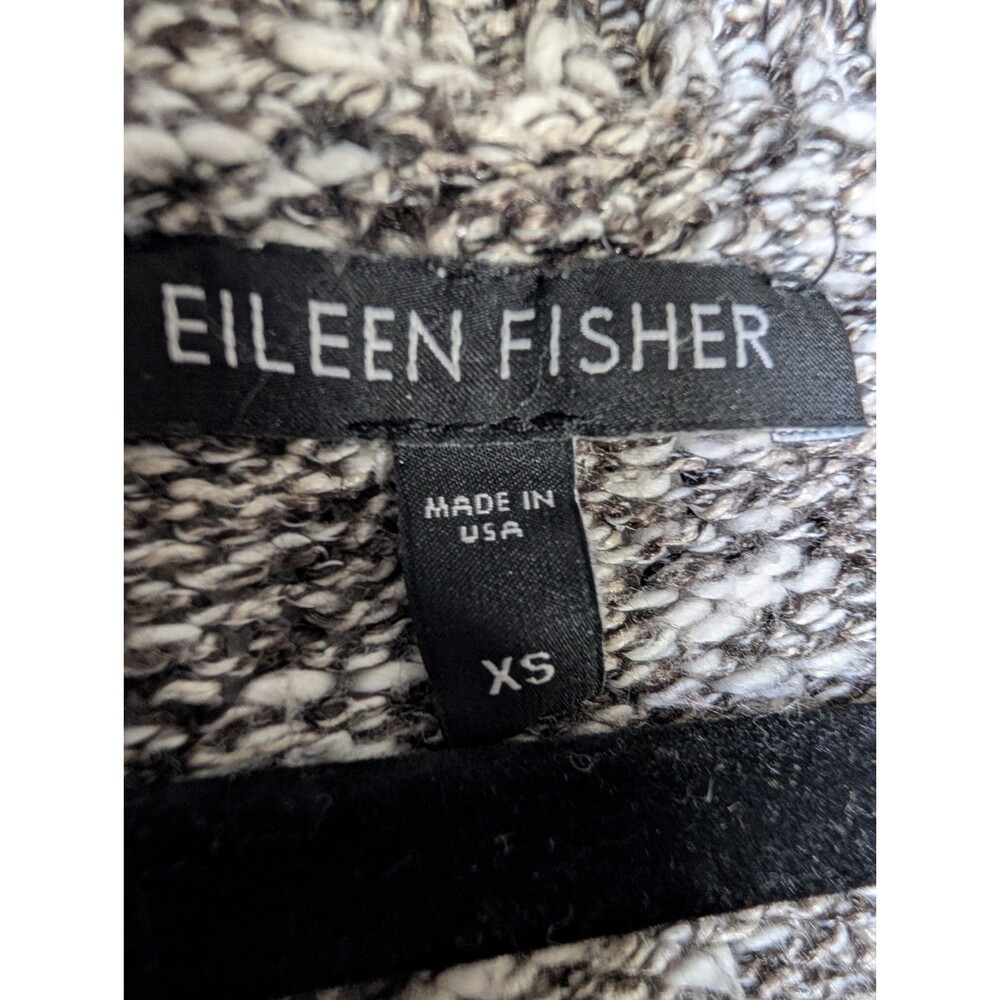 Eileen Fisher XS B&W Marled Knit Linen Blend Pullover Long Sleeve Sweater Cozy - Picture 3 of 5